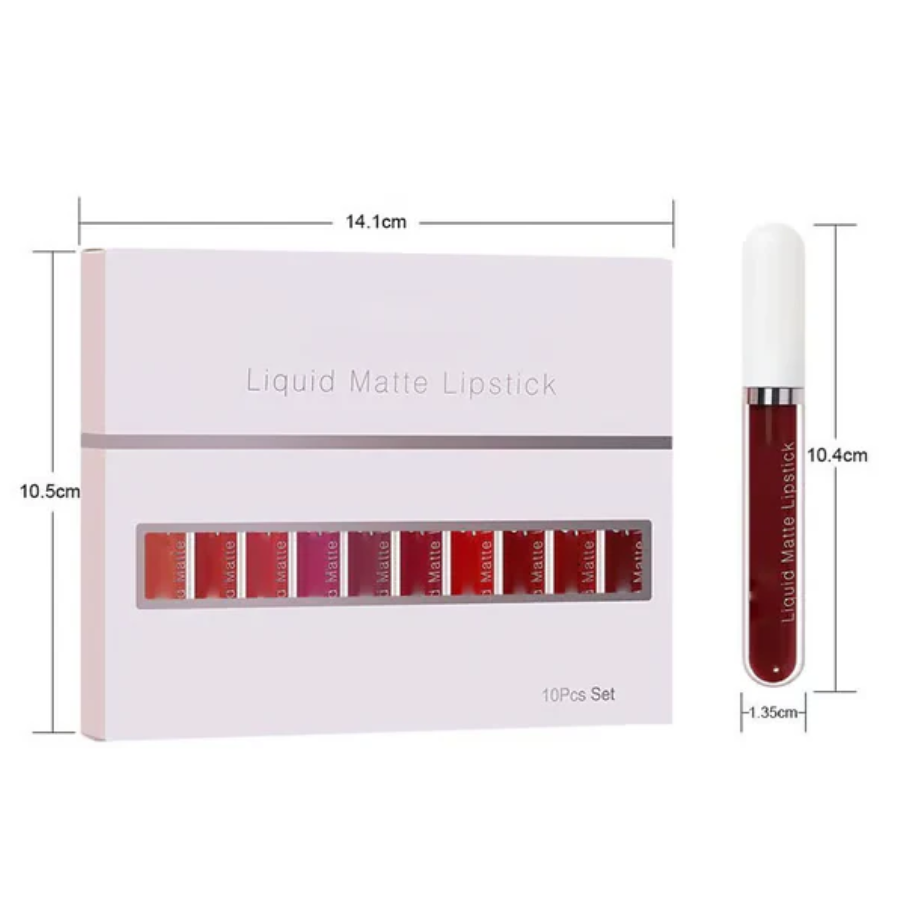 ❤️10Pcs Liquid Matte Matt Lipstick Set, Long Lasting Lipstick 24 hour Waterproof Lip Gloss