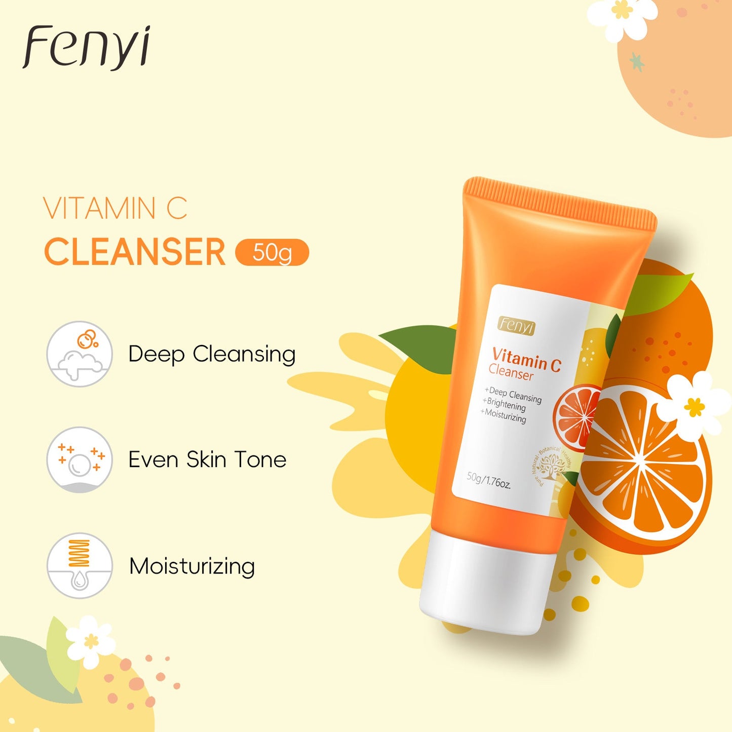 🔥Hot sale recently🔥Fenyi Vitamin C Facial Cleanser Cleansing Pores Moisturizing Cleanser✅