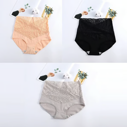 ⏰ Cotton Lace High Waist Body Shaper Moisture Absorbent Antibacterial Underwear🔥