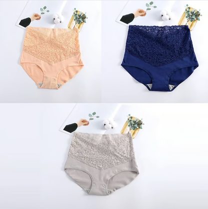 ⏰ Cotton Lace High Waist Body Shaper Moisture Absorbent Antibacterial Underwear🔥