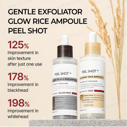 💥Peel Shot Glow Rice Ampoule Duo - Serums for Brightening, Exfoliating, and Moisturizing🌾