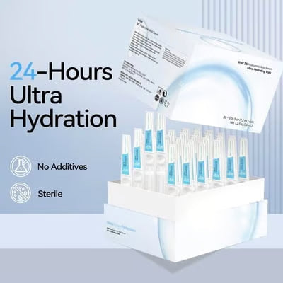 Ultra-Hydrating Serum -Vegan | 3% Hyaluronic Acid Glass Skin Single-Use Vials Skincare Comfort