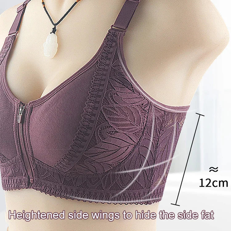Womens zip front closure plus size bra