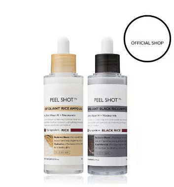 💥Peel Shot Glow Rice Ampoule Duo - Serums for Brightening, Exfoliating, and Moisturizing🌾