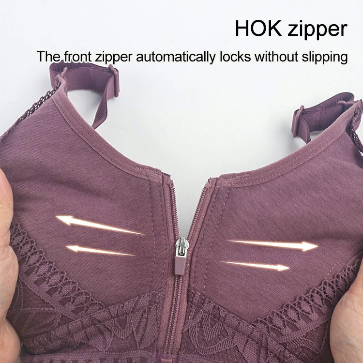 Womens zip front closure plus size bra