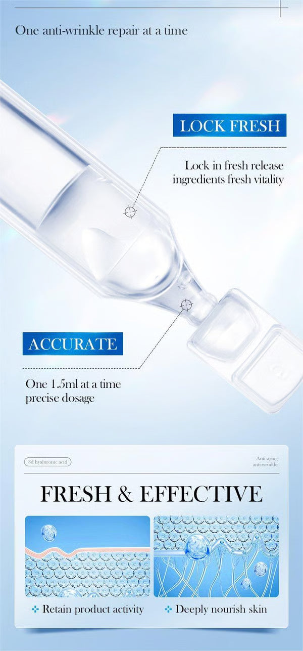 Ultra-Hydrating Serum -Vegan | 3% Hyaluronic Acid Glass Skin Single-Use Vials Skincare Comfort