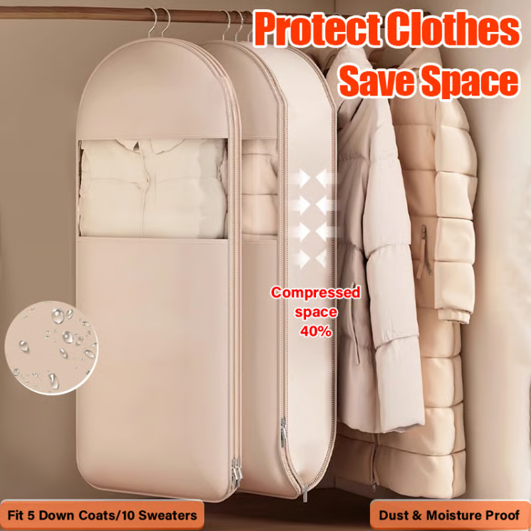 🔥2025 Space Saving Hanging Garment Bag with Self Compression Zipper